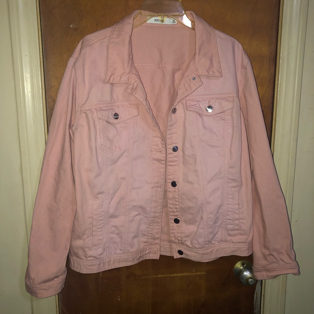 New JustFab XL Pastel Pink Denim Jacket